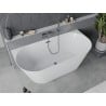 Mexen Oval Slim freistehende Eckbadewanne 170 x 80 cm, weiß, Überlauf gun gray gebürstet - 52661708000-66