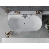 Mexen Oval Slim freistehende Eckbadewanne 170 x 80 cm, weiß, Überlauf gun gray gebürstet - 52661708000-66