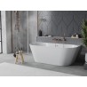 Mexen Oval Slim freistehende wandnahe Badewanne 170 x 80 cm, weiß, Überlauf gebürstetes Kupfer - 52661708000-65