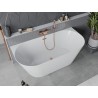 Mexen Oval Slim freistehende wandnahe Badewanne 170 x 80 cm, weiß, Überlauf gebürstetes Kupfer - 52661708000-65
