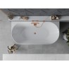 Mexen Oval Slim freistehende, wandnahe Badewanne 170 x 80 cm, weiß, Überlauf Roségold - 52661708000-60