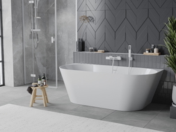 Mexen Oval Slim freistehende an der Wand montierte Badewanne 170 x 80 cm, weiß, weißer Überlauf - 52661708000-20