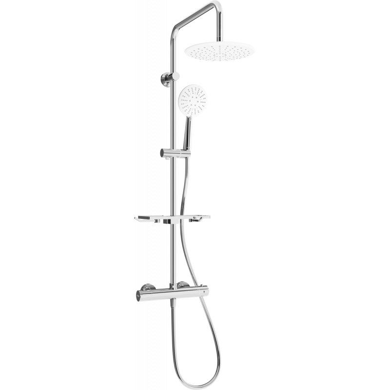 Mexen KT67 Aufputz-Duschset mit Regenbrause und Thermostatarmatur, Chrom/Weiß - 771506793-00