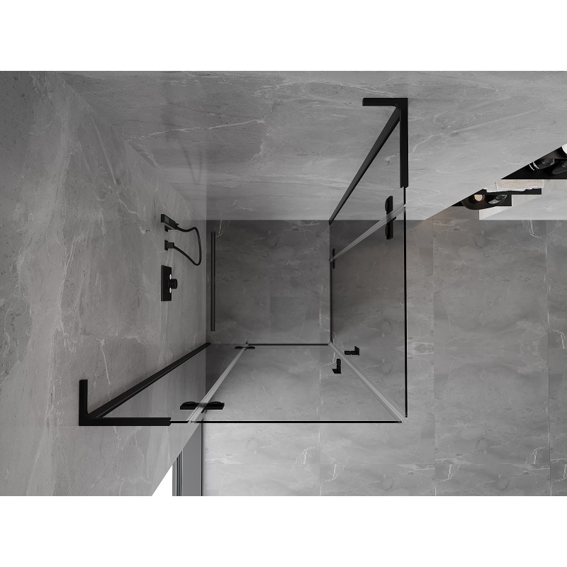 Mexen Mist-H L Duo Duschkabine Drehbar 85 x 85 cm, Transparent, Schwarz - 8A5L-085L-085P-70-00