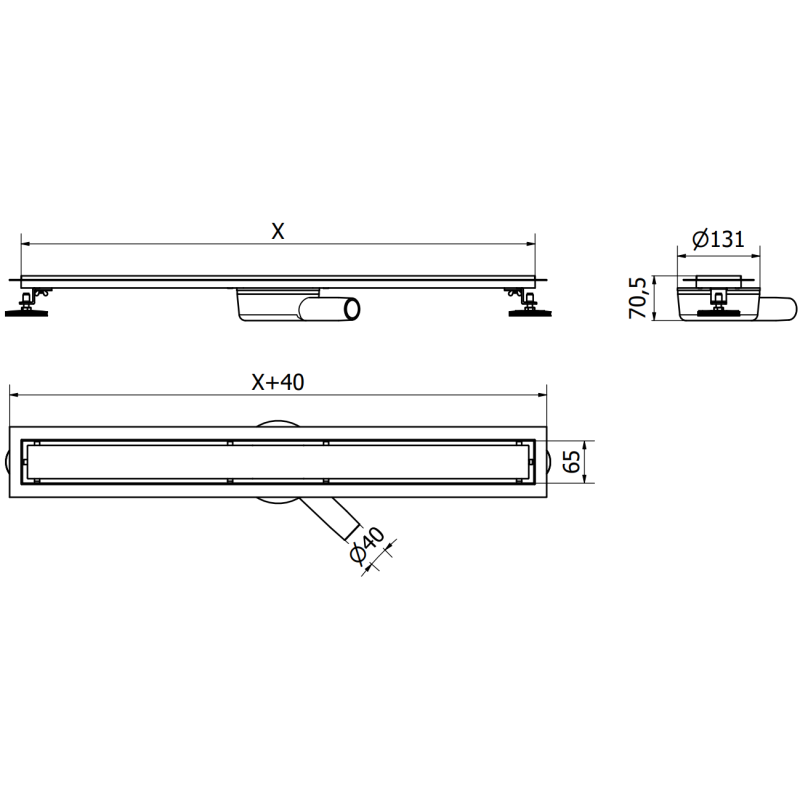 Mexen Flat 360° M01 Drehbarer Linearer Abfluss 80 cm, schwarz - 1720080-40