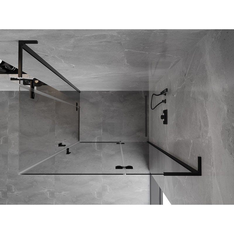 Mexen Mist-H L Duo Duschkabine schwenkbar rechts 80 x 90 cm, transparent, schwarz - 8A5L-080L-090P-70-00