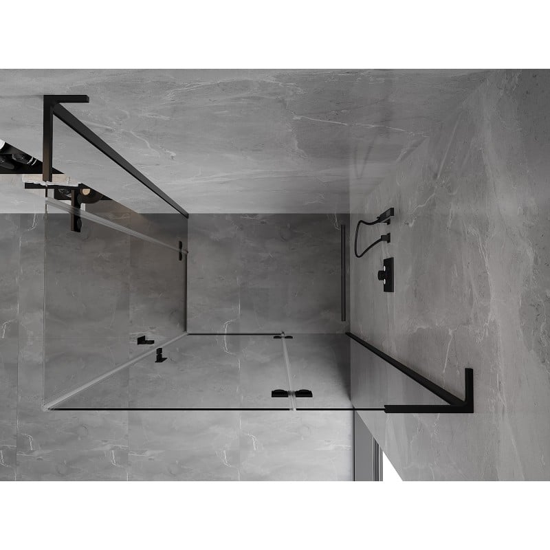 Mexen Mist-H L Duo Pendeltür-Duschkabine rechts 75 x 100 cm, transparent, schwarz - 8A5L-075L-100P-70-00