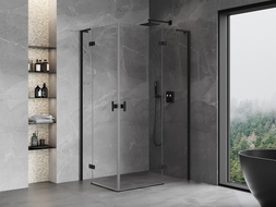 Mexen Mist-H L Duo Duschkabine rechts öffnend 85 x 110 cm, transparent, schwarz - 8A5L-085L-110P-70-00