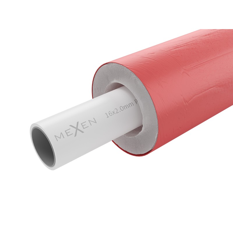 Mexen AL-O Rohr PE-Xb/AL/PE-Xb 16 x 2 mm in roter Isolierung, 100 m - W97105-121601-100