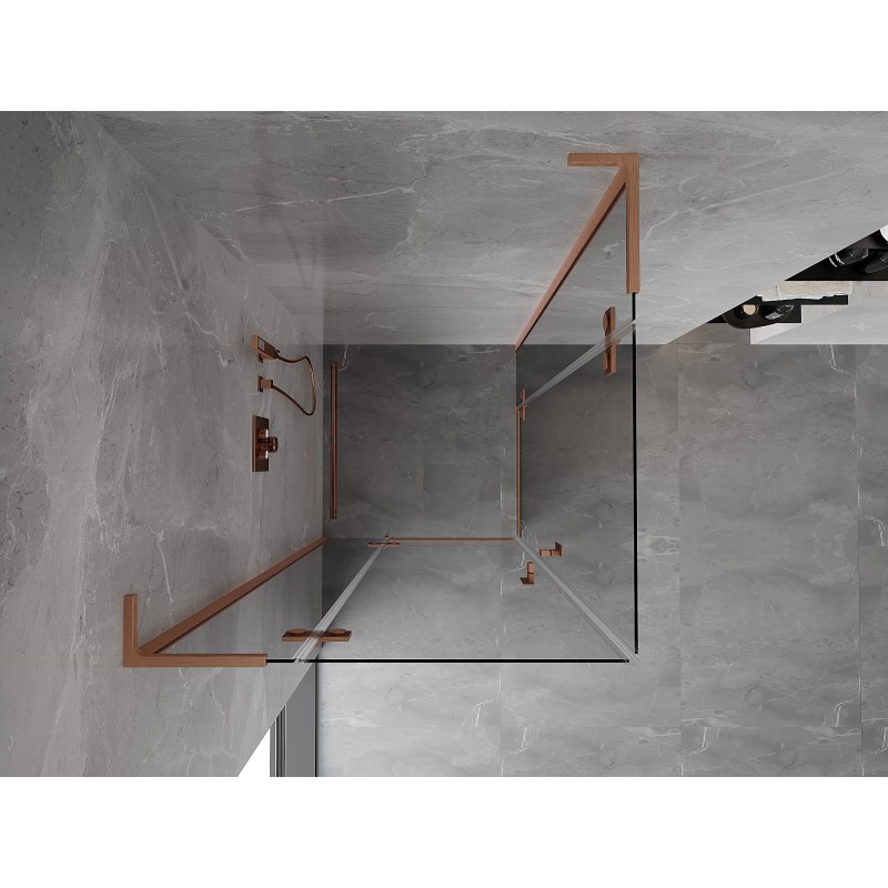 Mexen Mist-H L Duo Duschkabine mit Drehtür 95 x 95 cm, transparent, gebürstetes Kupfer - 8A5L-095L-095P-65-00