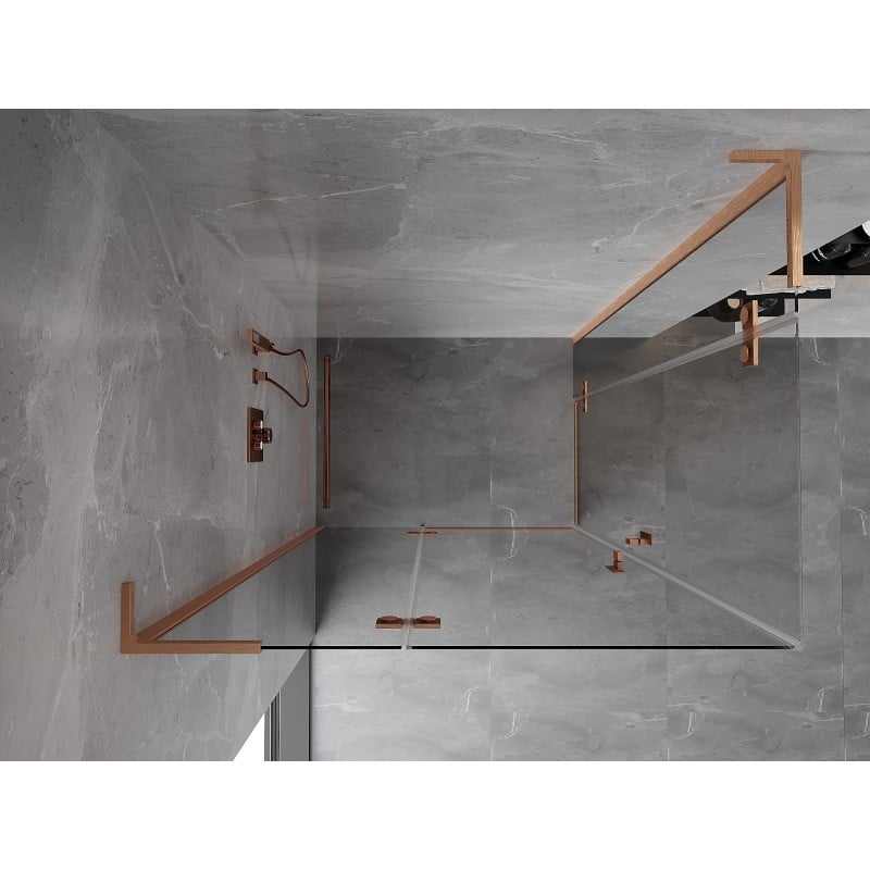 Mexen Mist-H L Duo Duschkabine nach außen öffnend, links 100 x 85 cm, transparent, gebürstetes Kupfer - 8A5L-100L-085P-65-00