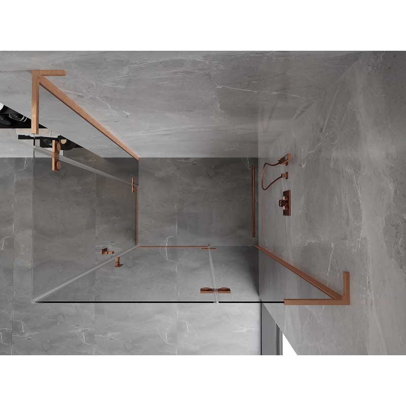 Mexen Mist-H L Duo Duschkabine, rechts öffnend, 75 x 110 cm, transparent, gebürstetes Kupfer - 8A5L-075L-110P-65-00