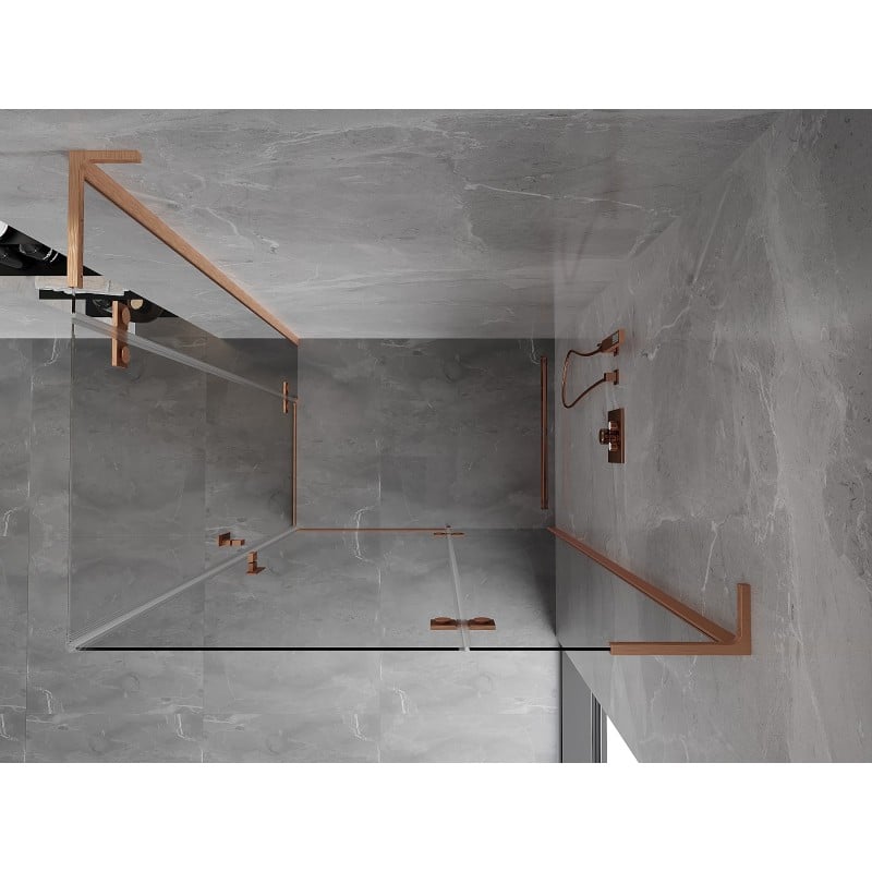 Mexen Mist-H L Duo Duschkabine mit rechter Tür 80 x 105 cm, transparent, gebürstetes Kupfer - 8A5L-080L-105P-65-00