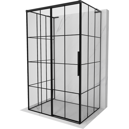 Mexen Rox-3S L 3-seitige Duschkabine, links verschiebbar, 105 x 70 cm, schwarzes Gitter, schwarz - 8C2L-105-070-70-77-3S-L