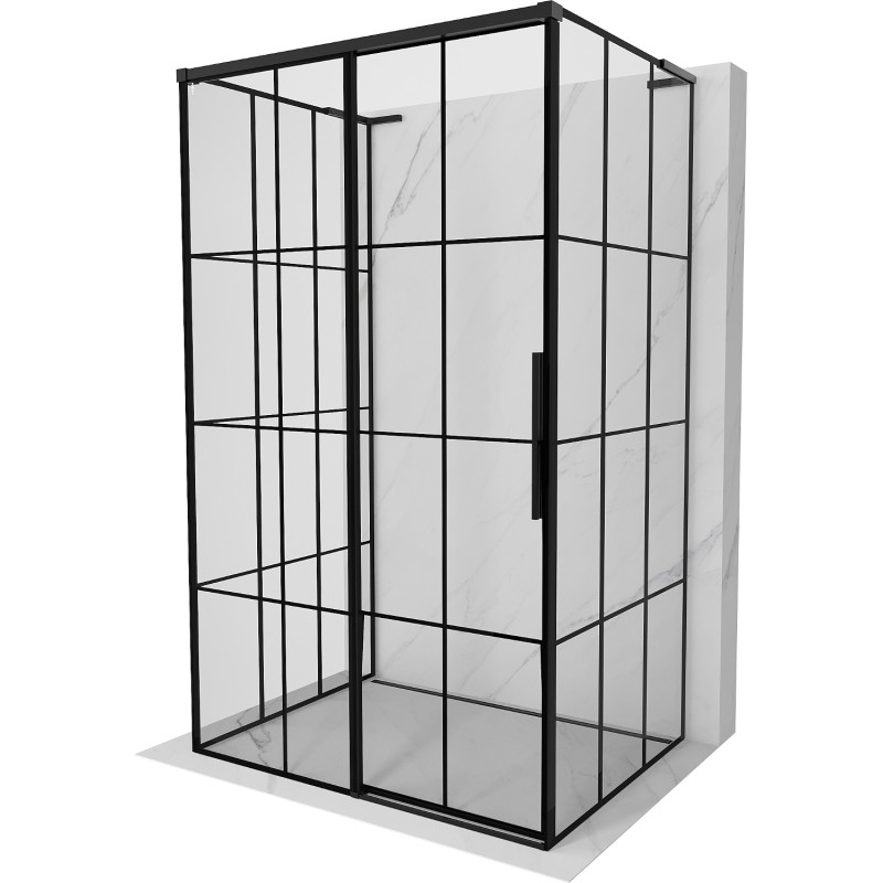 Mexen Rox-3S L 3-seitige Duschkabine, links 130 x 70 cm, schwarzes Gitter, schwarz - 8C2L-130-070-70-77-3S-L