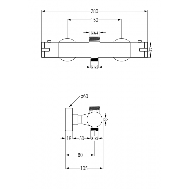 Mexen Kai thermostatische Duscharmatur, Roségold - 77150-60