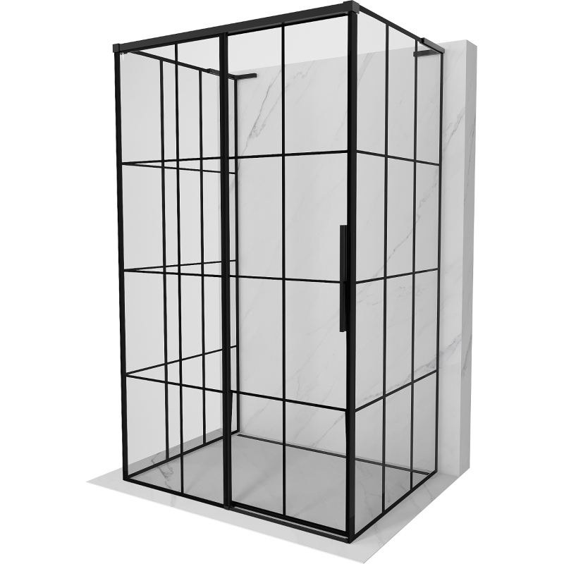 Mexen Rox-3S L 3-seitige Duschkabine, links schiebbar, 115 x 80 cm, schwarzes Gitter, schwarz - 8C2L-115-080-70-77-3S-L