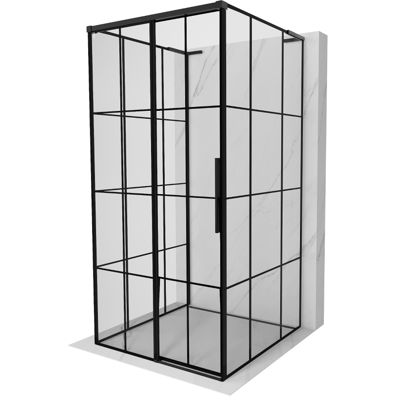Mexen Rox-3S L Duschkabine 3-seitig, links verschiebbar 90 x 90 cm, schwarzes Gitter, schwarz - 8C2L-090-090-70-77-3S-L