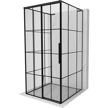 Mexen Rox-3S L Duschkabine 3-seitig, verschiebbar, links 90 x 90 cm, schwarzes Gitter, schwarz - 8C2L-090-090-70-77-3S-L