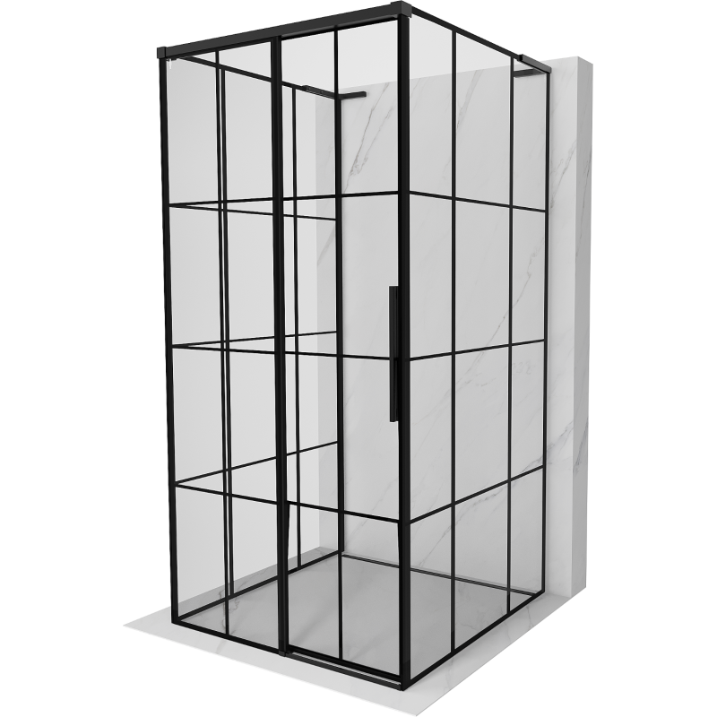 Mexen Rox-3S L 3-seitige Duschkabine, links verschiebbar, 110 x 110 cm, schwarzes Gitter, schwarz - 8C2L-110-110-70-77-3S-L