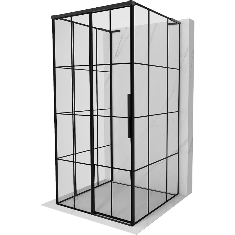 Mexen Rox-3S L Duschkabine 3-seitige Schiebetür links 110 x 110 cm, schwarzes Gitter, schwarz - 8C2L-110-110-70-77-3S-L