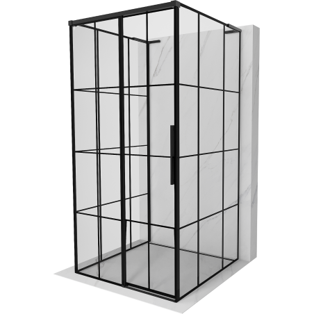 Mexen Rox-3S L 3-seitige Duschkabine, links verschiebbar, 110 x 110 cm, schwarzes Gitter, schwarz - 8C2L-110-110-70-77-3S-L