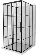 Mexen Rox-3S L 3-seitige Duschkabine, links verschiebbar, 110 x 110 cm, schwarzes Gitter, schwarz - 8C2L-110-110-70-77-3S-L