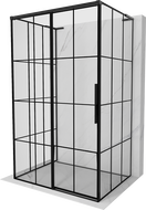 Mexen Rox-3S L Duschkabine 3-seitig, schiebbar links 115 x 120 cm, schwarzes Gitter, schwarz - 8C2L-115-120-70-77-3S-L