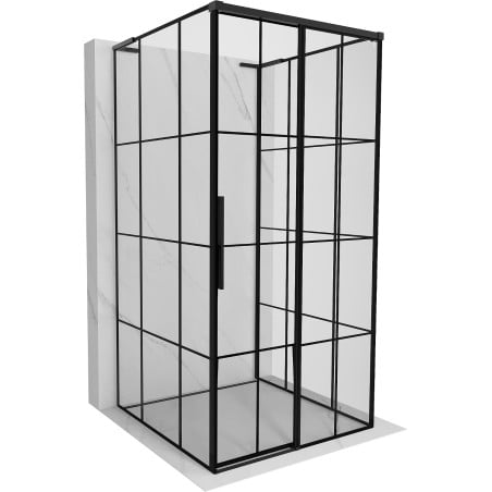 Mexen Rox-3S L duschkabine 3-wandig, rechts verschiebbar 120 x 120 cm, schwarzes Gitter, schwarz - 8C2L-120-120-70-77-3S-P