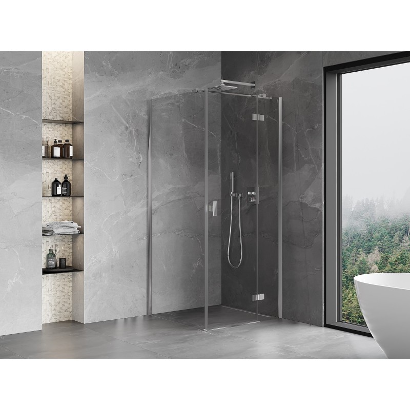 Mexen Mist-H T Duschkabine, schwenkbar, rechts, 75 x 75 cm, transparent, Chrom - 8A5T-075-075-01-00-P