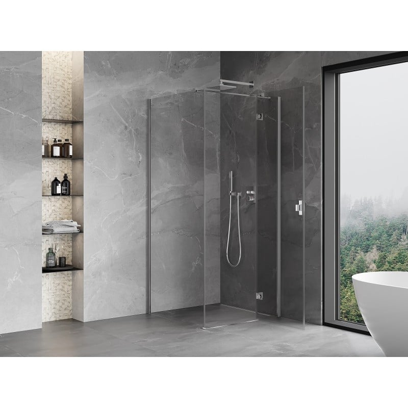Mexen Mist-H T Duschkabine, rechte Schwingtür 100 x 100 cm, transparent, Chrom - 8A5T-100-100-01-00-P