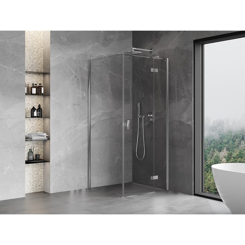 Mexen Mist-H T Duschkabine, rechte Schwingtür 100 x 100 cm, transparent, Chrom - 8A5T-100-100-01-00-P
