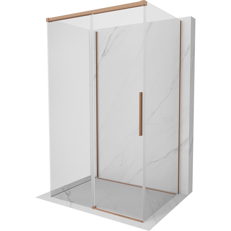 Mexen Rox-3S dreiseitige Duschkabine, 135 x 75 cm, transparent, gebürstetes Kupfer - 8C2-135-075-65-00-3S