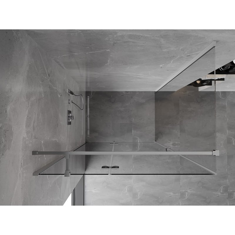Mexen Mist-H T Duschkabine, schwenkbar, links, 90 x 80 cm, transparent, Chrom - 8A5T-090-080-01-00-L