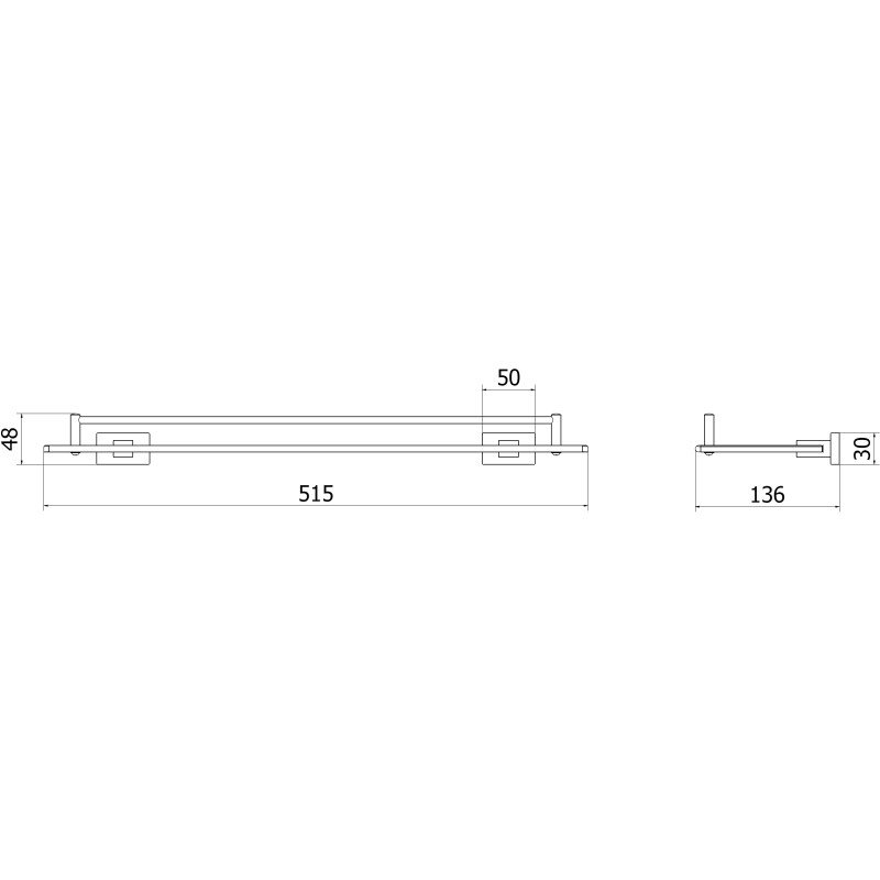 Mexen Arno hängendes Glasregal, schwarzes Chrom - 7020737-73
