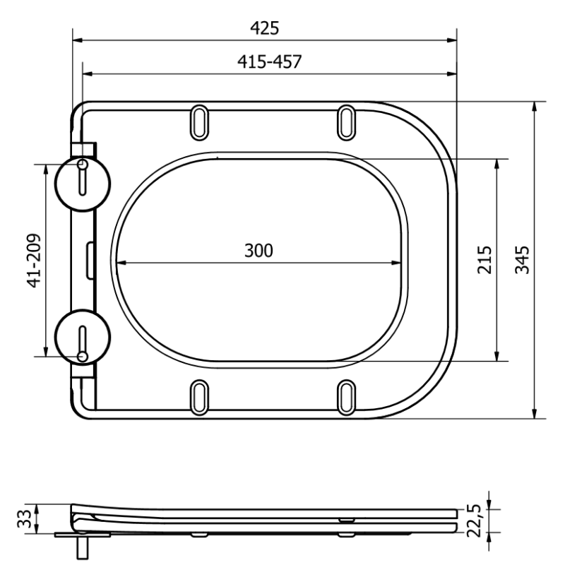 Mexen Sitz mit Absenk-Automatik schlank, duroplast, Weiß - 39060100