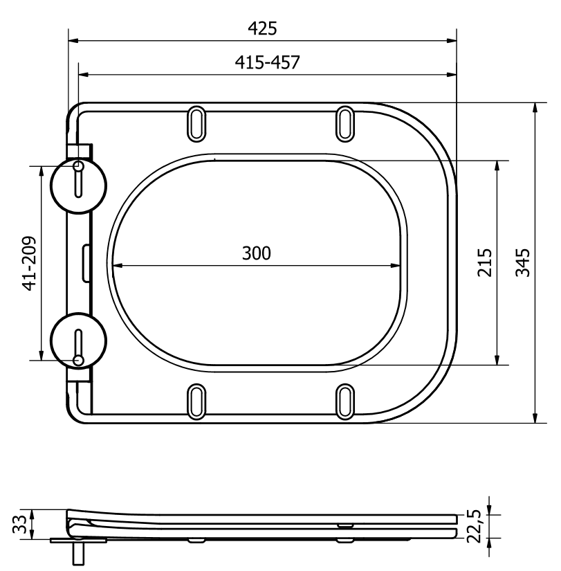 Mexen Sitz mit Absenk-Automatik schlank, duroplast, Weiß - 39060100