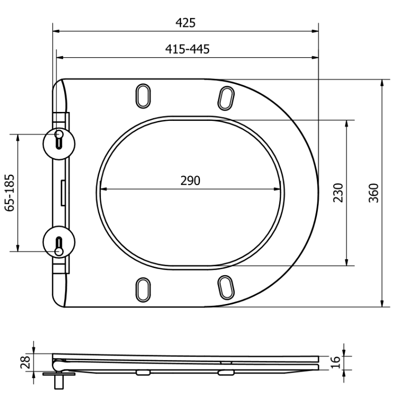 Mexen schwerelos fallender Slim-Sitz, Duroplast, weiß glänzend - 39030100
