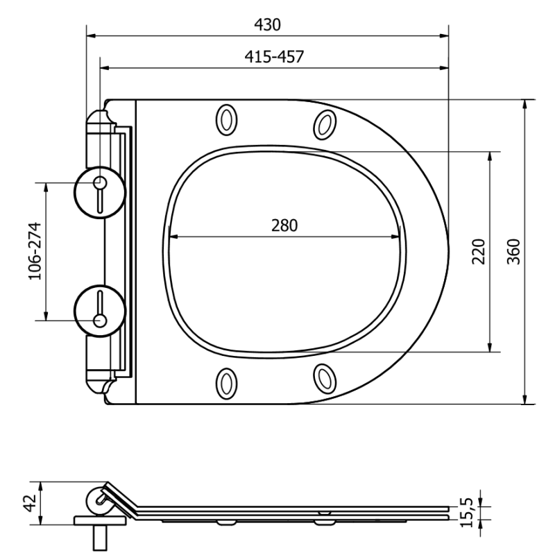 Mexen Absenkautomatik-Slim Sitz, Duroplast, Weiß glänzend - 39010100