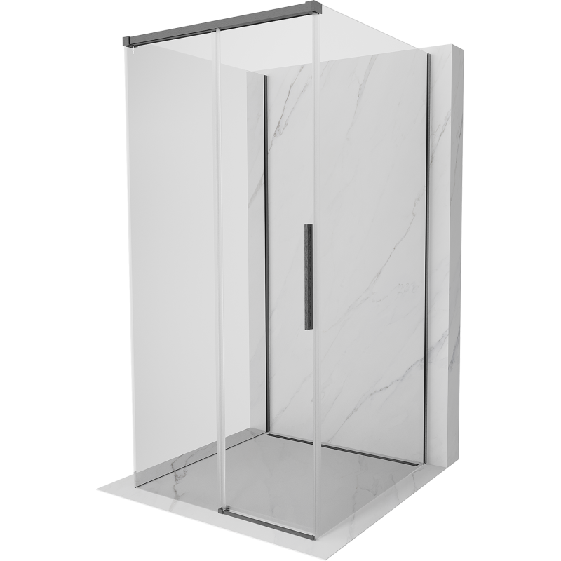 Mexen Rox-3S 3-seitige Duschkabine, 100 x 100 cm, transparent, gebürstetes Gewehrgrau - 8C2-100-100-66-00-3S