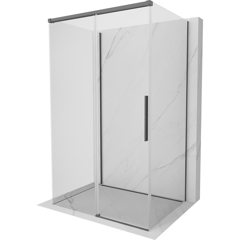Mexen Rox-3S 3-seitige Schiebetür-Duschkabine 125 x 110 cm, transparent, gebürstetes Gun Gray - 8C2-125-110-66-00-3S