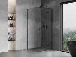 Mexen Mist-H T Duschkabine schwenkbar rechts 100 x 100 cm, transparent, schwarz - 8A5T-100-100-70-00-P