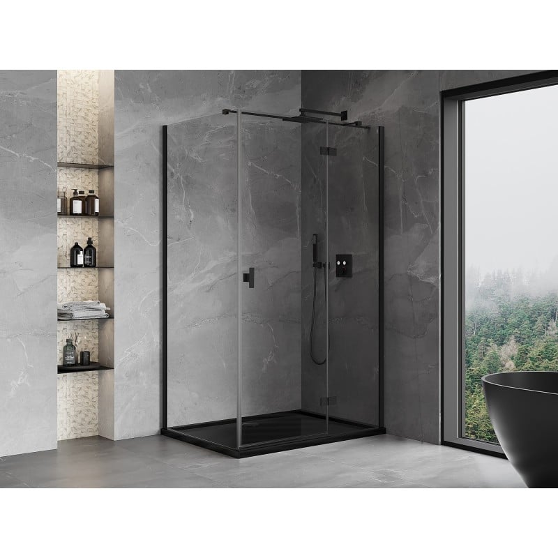 Mexen Mist-H T Duschkabine klappbar rechts 80 x 70 cm, transparent, schwarz - 8A5T-080-070-70-00-P