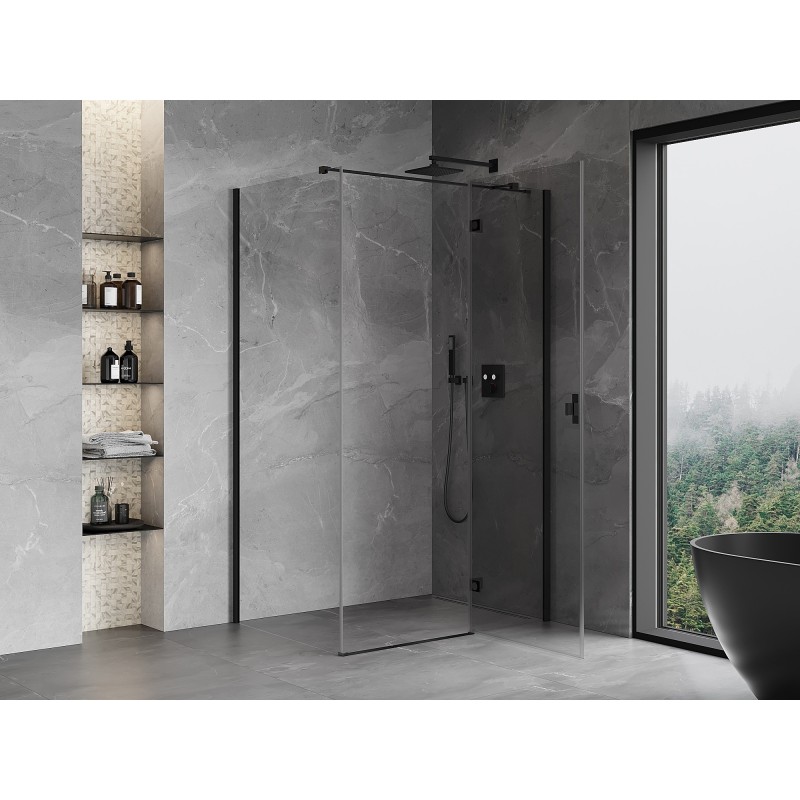 Mexen Mist-H T Duschkabine klappbar rechts 80 x 70 cm, transparent, schwarz - 8A5T-080-070-70-00-P