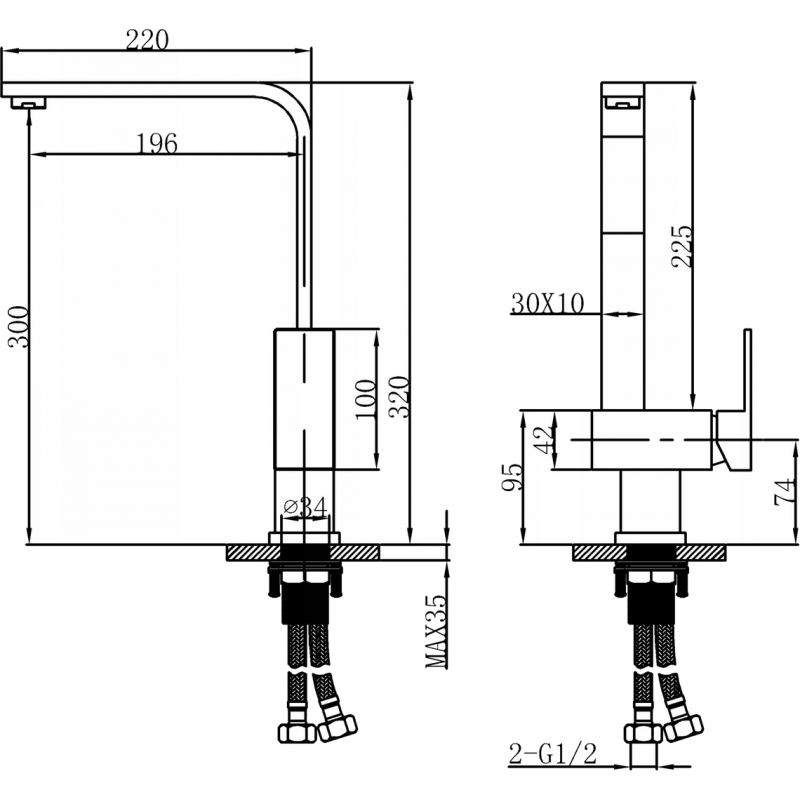 Mexen Liv Küchenarmatur, Inox - 672100-99