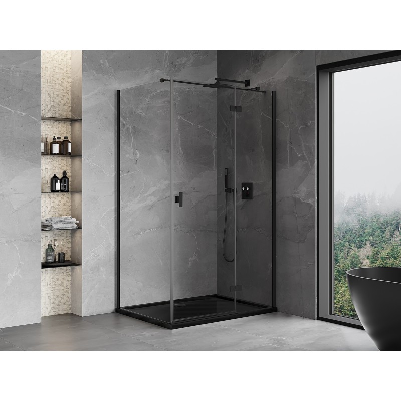 Mexen Mist-H T Duschecke rechts öffnend 80 x 95 cm, transparent, schwarz - 8A5T-080-095-70-00-P