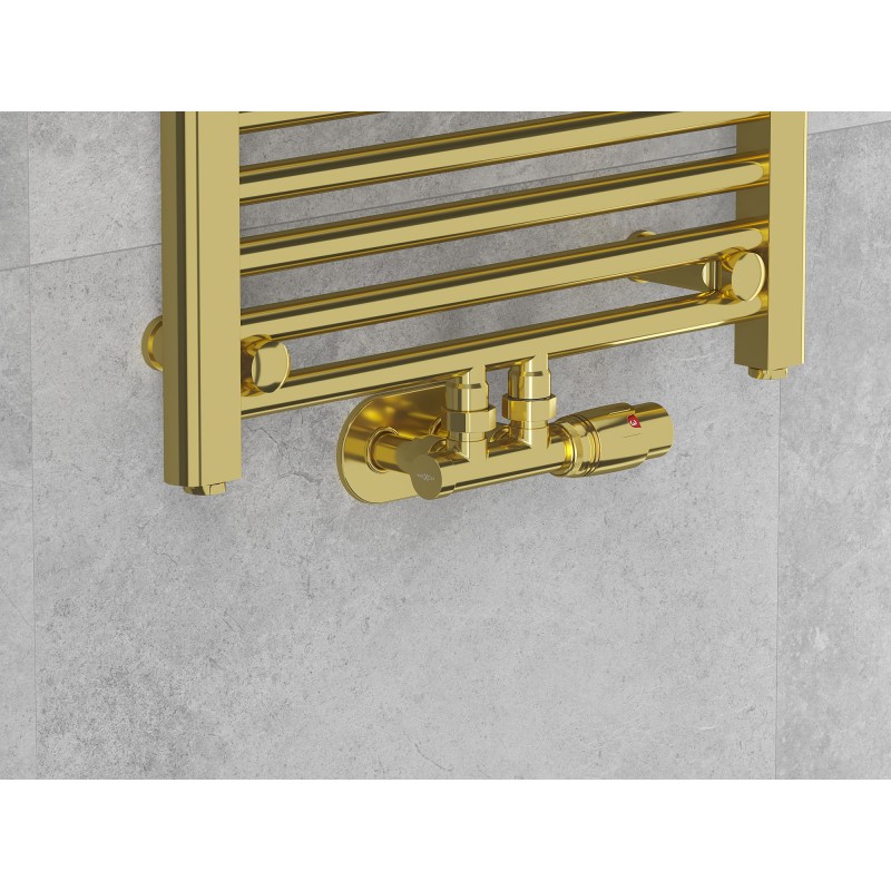 Mexen Uni-Term Heizkörper-Eckventil, Duplex, DN50, Gold - W907-000-50