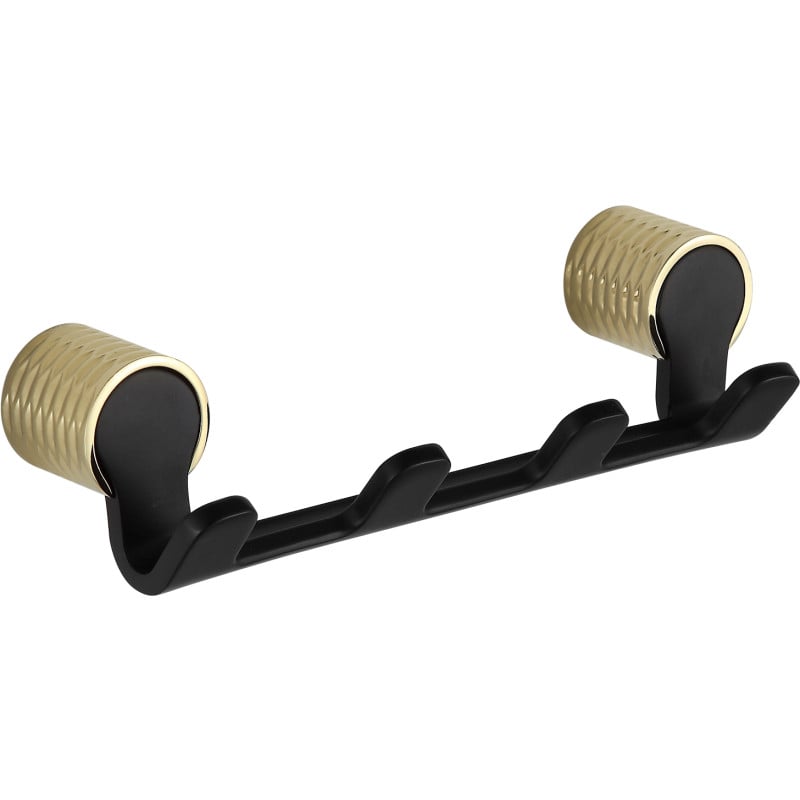 Mexen Base vierfacher Handtuchhaken, schwarz/gold - 70882354-57