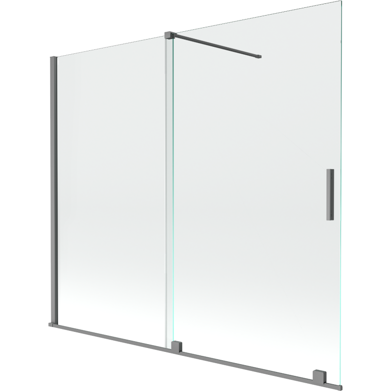 Mexen Velar Duschabtrennung 2-flügelig verschiebbar 180 x 150 cm, transparent, Gun Metal - 896-180-000-01-95