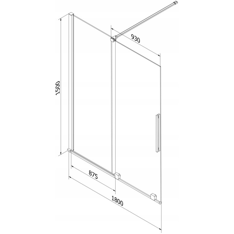 Mexen Velar Duschabtrennung 2-flügelig verschiebbar 180 x 150 cm, transparent, Gun Metal - 896-180-000-01-95